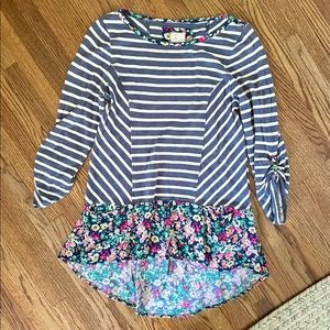 Anthropologie Stripe and Floral Top Size XS